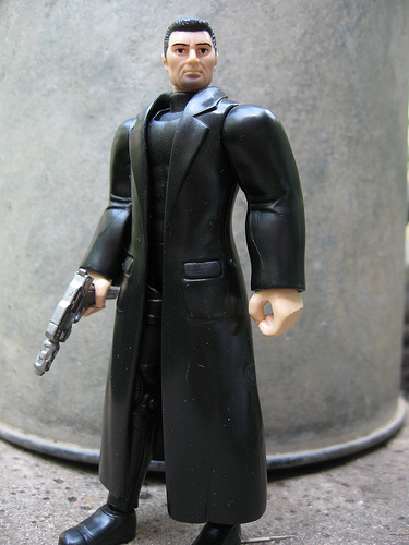 With optional 'Goth' style long leather coat