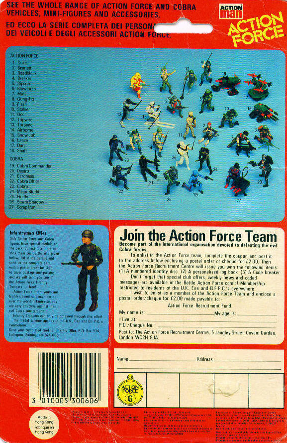 I think this is the same cardback for the run, there's no way to see who the figure is